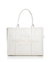 Marc Jacobs The Leather Large Tote Bag In Cotton/silver