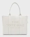 Marc Jacobs The Leather Large Tote Bag In Cotton/silver