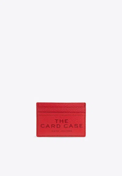 Marc Jacobs The Leather Logo-embossed Cardholder In Red