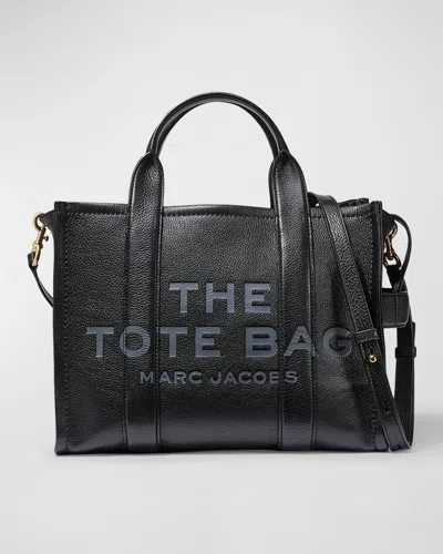 Marc Jacobs The Leather Medium Tote Bag In Black