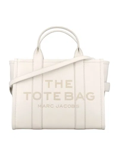 Marc Jacobs The Leather Medium Tote Bag In Cotton Silver
