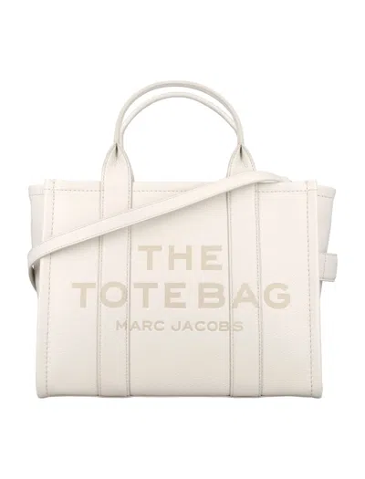 Marc Jacobs The Leather Medium Tote Bag In Cotton Silver