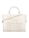 Marc Jacobs The Leather Medium Tote Bag In Cotton Silver