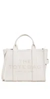 Marc Jacobs The Leather Medium Tote Bag Cotton/silver In Cotton/silver