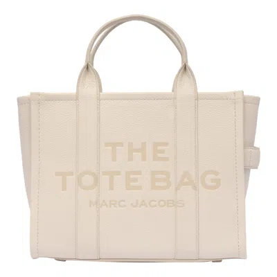 Marc Jacobs The Leather Medium Tote Bag In Cotton/silver