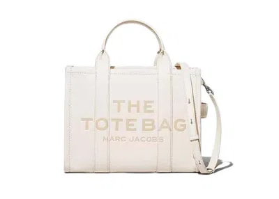 Pre-owned Marc Jacobs The Leather Medium Tote Bag In Cotton/silver