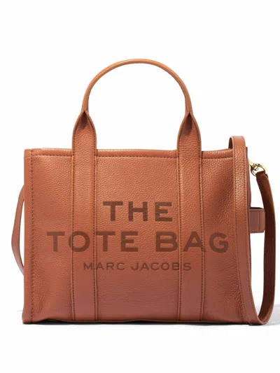 Marc Jacobs The Leather Medium Tote Bag  In Brown