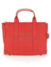 Marc Jacobs The Leather Medium True Red Tote Bag In Rosso