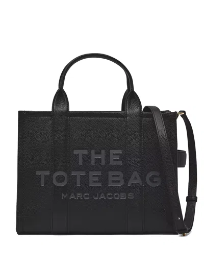 Marc Jacobs The Leather Medium Tote Bag Woman Black In Leather