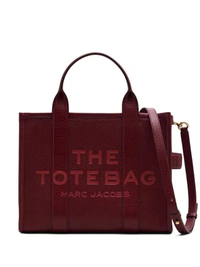 Marc Jacobs The Leather Medium Tote Bags In Red