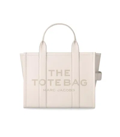 Marc Jacobs The Leather Medium Tote Cotton Handbag In White