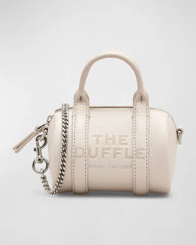 Marc Jacobs The Leather Nano Duffle Crossbody Bag In Cotton Silver