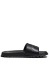 Marc Jacobs The Leather Slide Logo-embossed Slides In Black