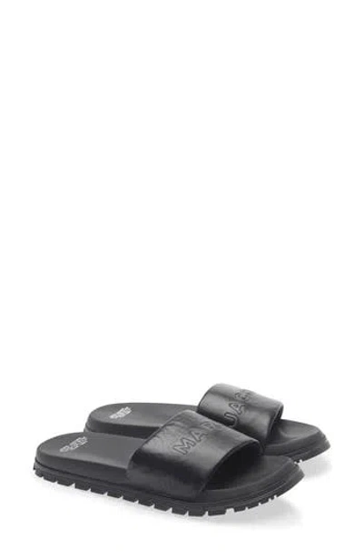 Marc Jacobs The Leather Slide Sandal In Black