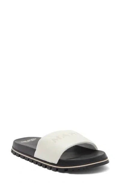 Marc Jacobs The Leather Slide Sandal In Cotton White