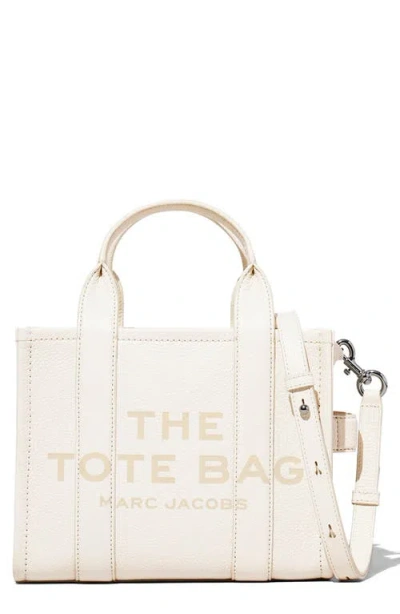 Marc Jacobs The Leather Small Tote Bag In Cotton/silver