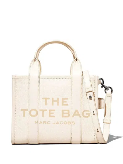 Marc Jacobs The Leather Small Tote Bag In Cotton/silver