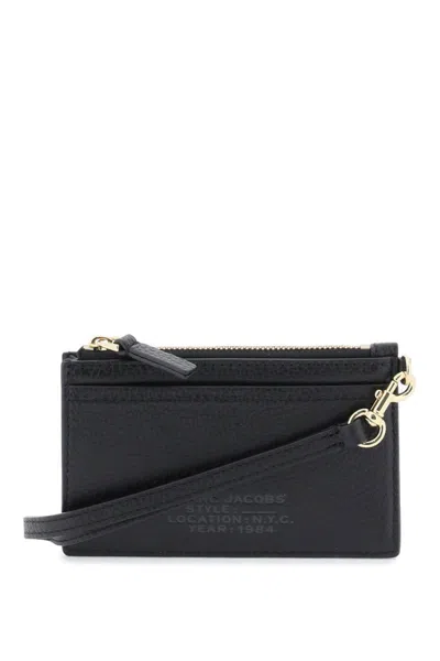 Marc Jacobs The Leather Top Zip Wristlet In Nero