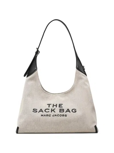 Marc Jacobs The Leather-trim Canvas Belted Sack Bag In Neutral