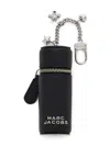 Marc Jacobs The Lipstick Logo Lettering Zipped Bag Charm In Black