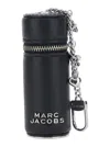 Marc Jacobs The Lipstick Logo Lettering Zipped Bag Charm In Black