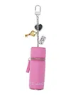 Marc Jacobs The Lipstick Case Charm Pink Keychain With Pendants And Logoed Lipstick Holder In Leather And Brass  In Pink