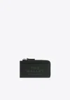 Marc Jacobs Womens Debossed-branding Leather Card Holder Black In Green