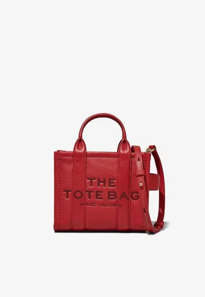 Marc Jacobs The Logo Grained Leather Tote Bag In Red