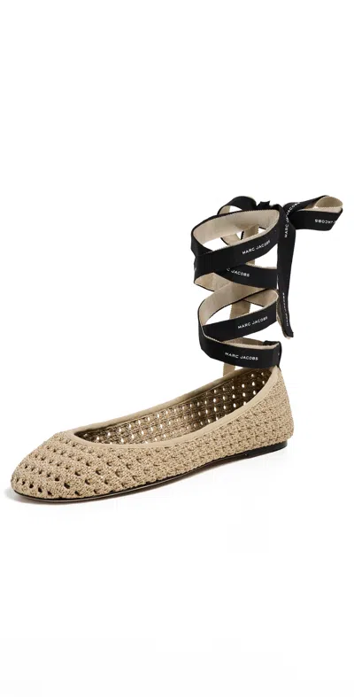 Marc Jacobs The Logo Ribbon Ballerina Flats Champagne In Nude