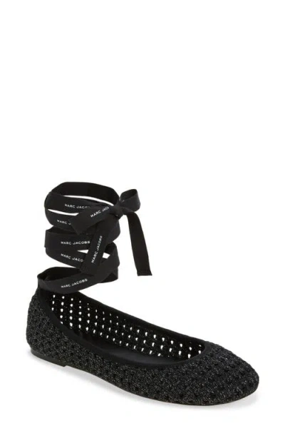 Marc Jacobs The Logo Ribbon Ballet Flat In Black