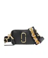 Marc Jacobs The Snapshot Black Shoulder Bag With Metal Logo At The Front In Leather Woman In Black