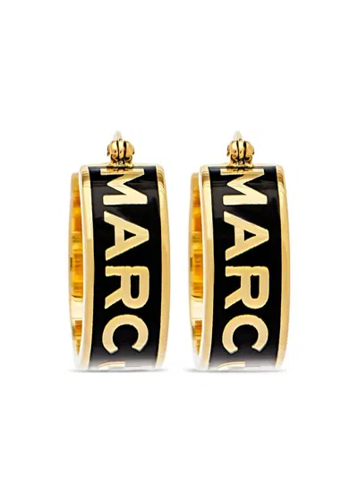 Marc Jacobs The Button Enamel Logo Hoop Earrings