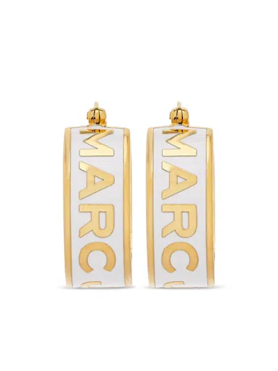 Marc Jacobs The Button Enamel Logo Hoop Earrings