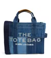 Marc Jacobs Tote With Contrast Stitching And Text Print In Blue
