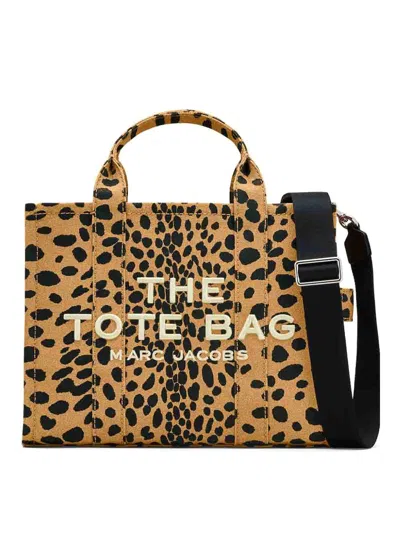 Marc Jacobs The Cheetah Canvas Medium Tote Bag In Brown