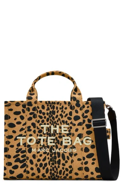 Marc Jacobs The Cheetah Canvas Medium Tote Bag In Brown