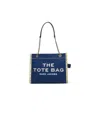 Marc Jacobs The Medium Tote In Blue Denim With Embroidered Logo In Blue