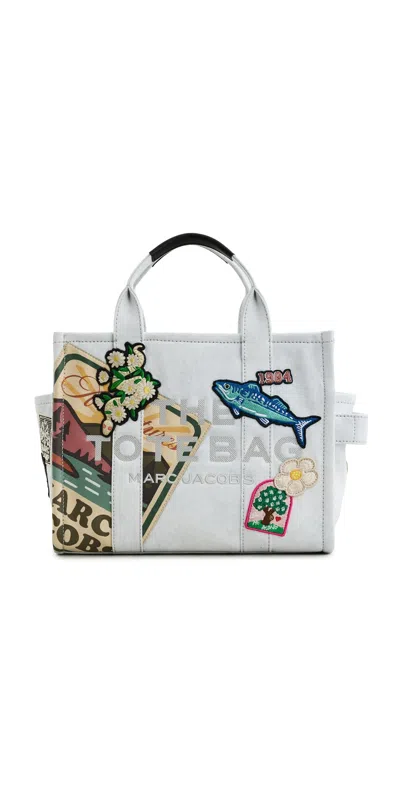 Marc Jacobs The Medium Denim Tote Light Wash In White