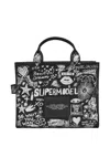 Marc Jacobs The Medium Punk Scribble Canvas Tote Bag In Black