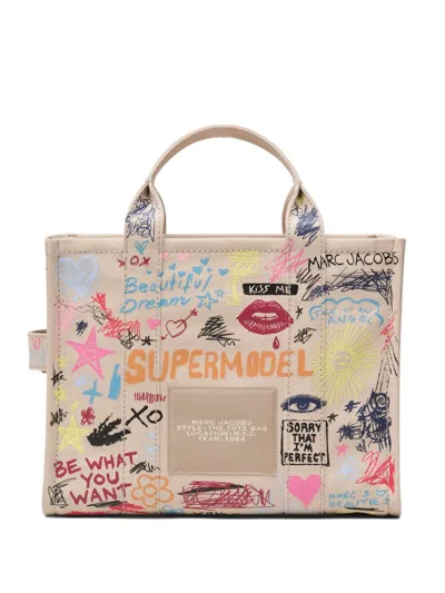 Marc Jacobs The Medium Punk Scribble Canvas Tote Bag In Multi