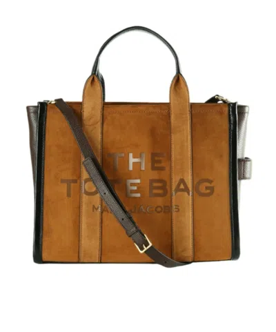 Marc Jacobs The Medium Suede Leather Blocked Tote Bag In Brown