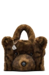 Marc Jacobs The Medium Teddy Faux Fur Tote In Black