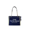 Marc Jacobs The Medium Tote In Blue Denim With Embroidered Logo