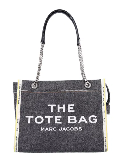 Marc Jacobs Sac Cabas The Denim Chain Medium Tote Bag In Black