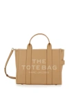 Marc Jacobs 'the Medium Tote Bag' Beige Shoulder Bag With Logo In Grainy Leather Woman In Brown