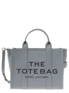 Marc Jacobs 'the Medium Tote Bag' Grey Shoulder Bag With Logo In Grainy Leather Woman In Gray