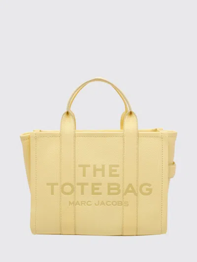 Marc Jacobs The Medium Tote Bag In Grained Leather With Printed Logo In Nude