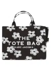 Marc Jacobs 'the Medium Tote' Black Handbag With Logo Lettering On The Front And All-over Floral Print In Black White