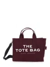 Marc Jacobs The Medium Tote Bordeaux Handbag With Logo Lettering On The Front In Cotton Woman In Burgundy