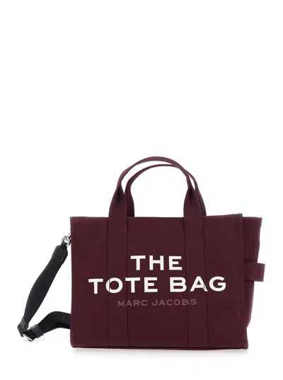 MARC JACOBS 'THE MEDIUM TOTE' BORDEAUX HANDBAG WITH LOGO LETTERING ON THE FRONT IN COTTON WOMAN